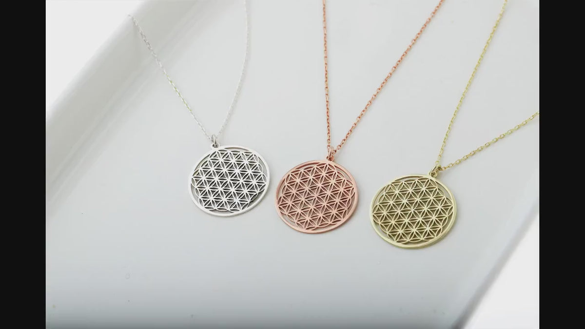14K Gold Flower of Life Necklace • Handmade Mandala Necklace • Yoga Necklace • Sacred Geometry Jewelry • Ready to Ship Birthday Gifts