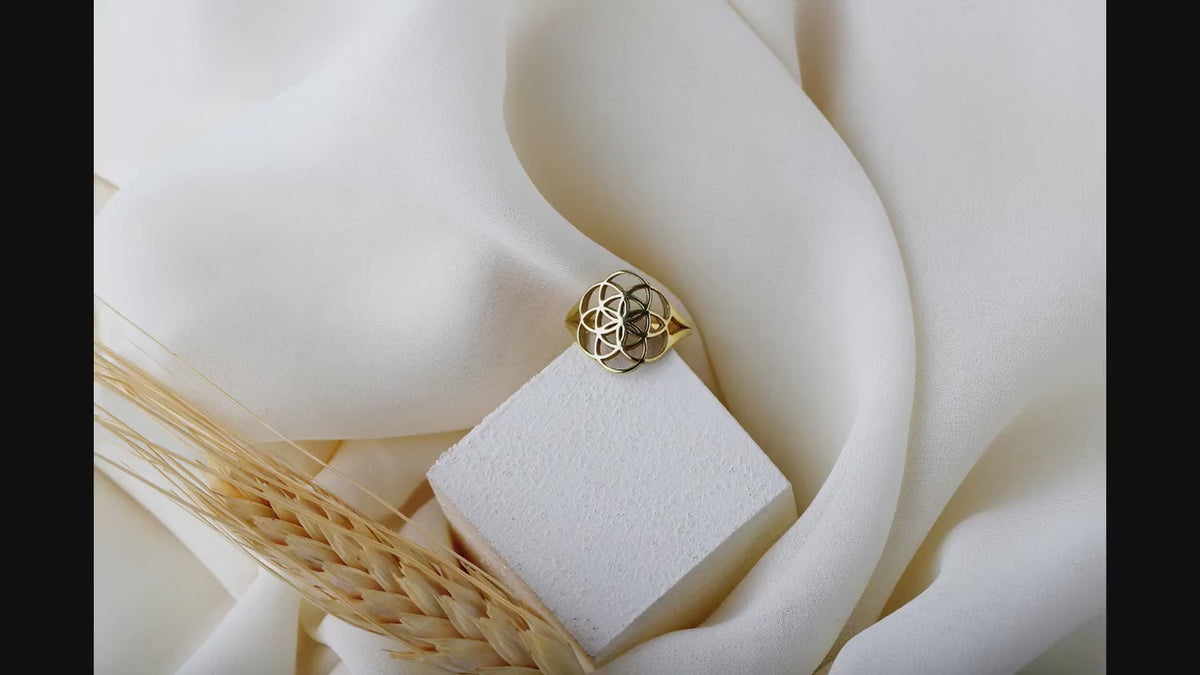 Handmade Flower of Life Ring Gold • Mandala Ring Rose Gold • Seed of Life Ring Silver • Gift for Her • Sacred Geometry Meditation Jewelry