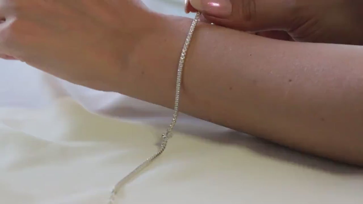 Baguette Diamond Tennis Bracelet Silver by NecklaceDreamWorld • CZ Diamond Jewelry Bracelets For Her Minimalist Stackable Gold Bracelet