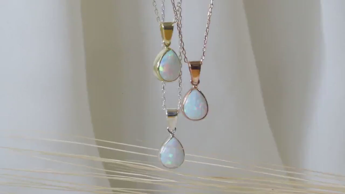 14K Opal Charm Necklace by NecklaceDreamWorld • Handmade Teardrop Necklace • Trendy Bridal Jewelry, Crystal Jewelry Perfect Anniversary Gift