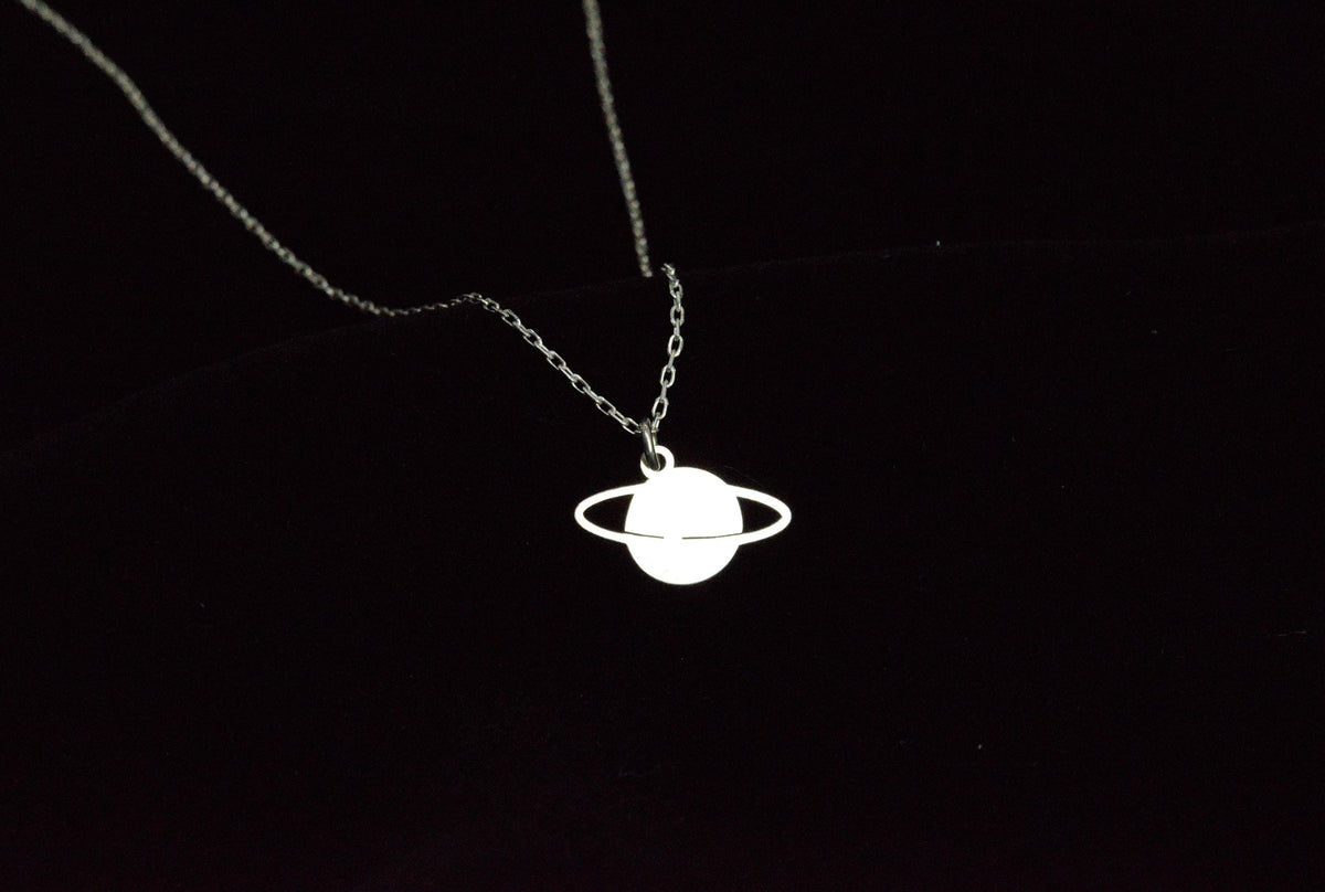 925 Sterling Silver Handmade Saturn Necklace, Planet Necklace, Space Necklace, Tiny Saturn Necklace, Petite Necklace, Dainty Gift, Minimal