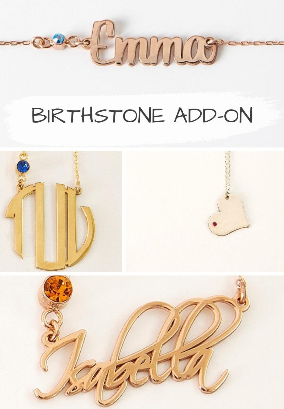 BIRTHSTONE ADD-ON for 8K, 14K, 18K Real/Solid Gold