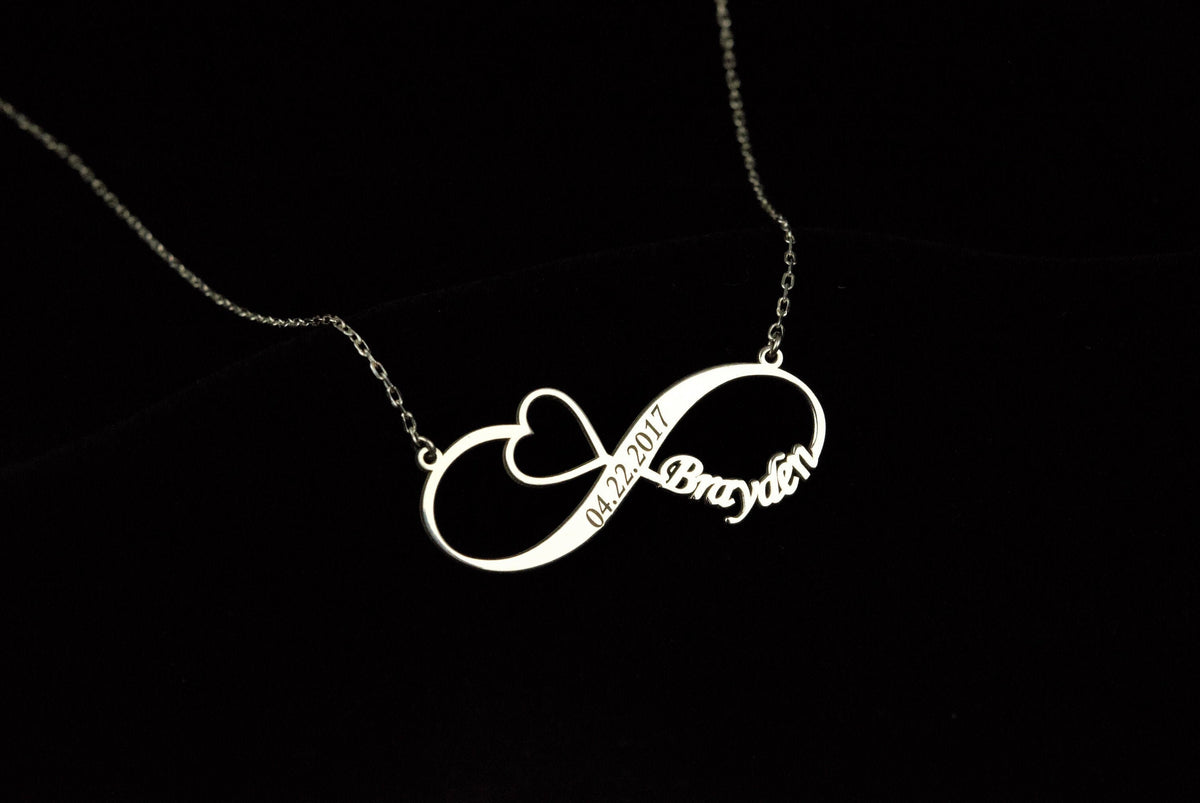 Handmade Infinity Name Necklace • Name Necklace With Heart • Infinity Necklace With Heart • Personalized Necklace • Love Necklace