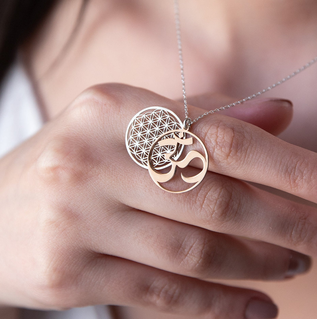 Flower Of Life Necklace • Om Necklace • Lotus Necklace • Flower of Life Pendant • Dainty Yoga Necklace • Lotus Necklace Sterling Silver
