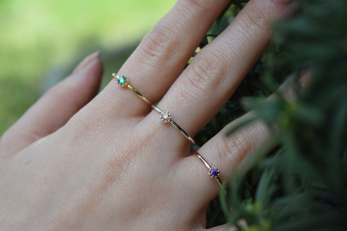 Personalized Handmade Birthstones Rings | Gift Stackable Rings with Birthstone | Custom Dainty Stacking Minimalist Gemstone Jewelry for Her
