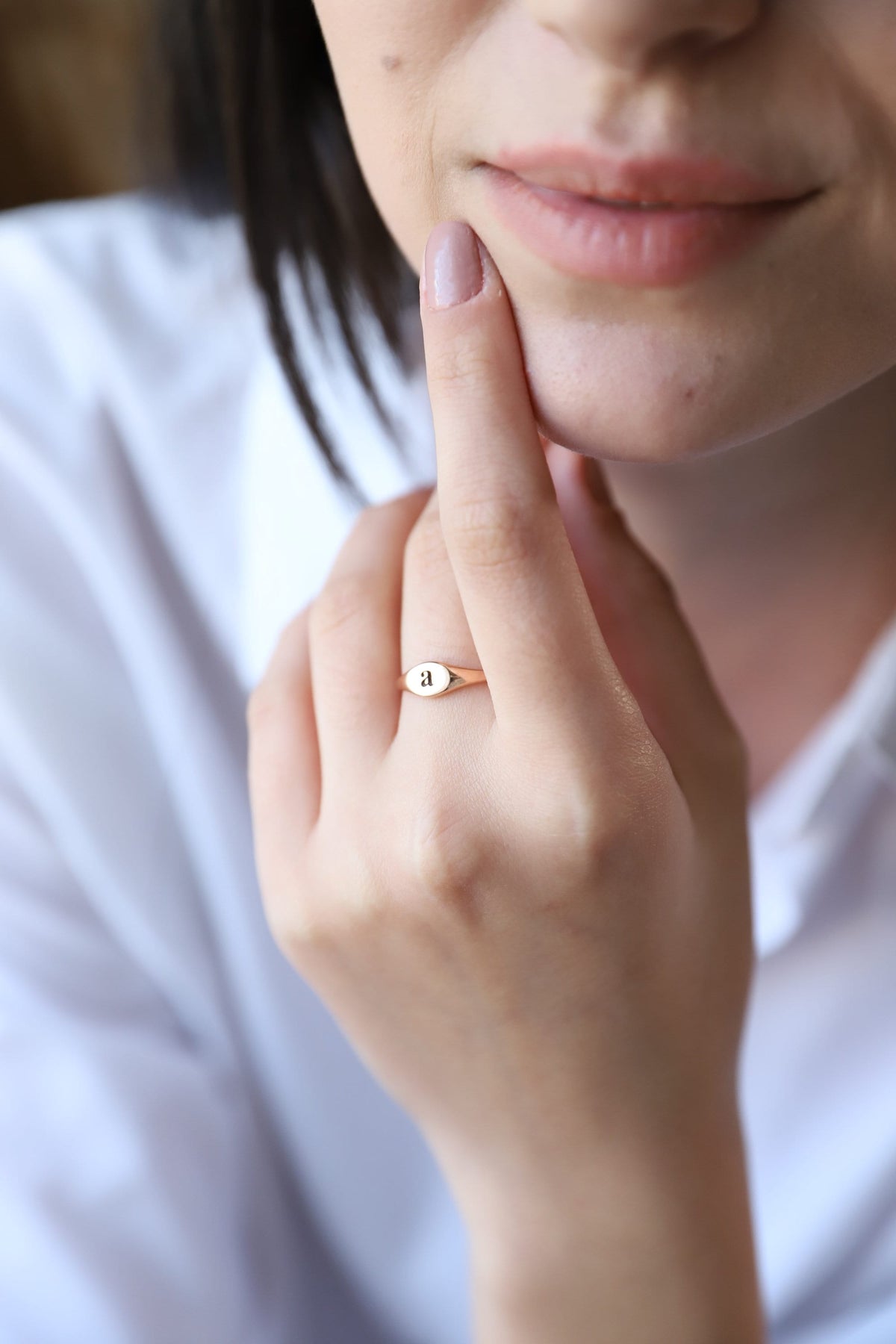 Dainty Handmade Gold Initial Ring, Silver Personalized Engraved Tiny Letter Ring • Stackable Rose Gold Jewelry • Gift for Her