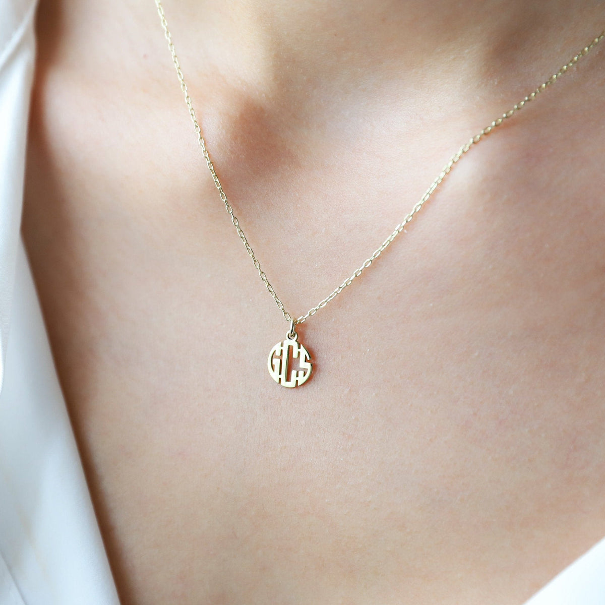 14K Solid Gold Personalized Monogram Necklace Handmade • Tiny, Cute Minimalist Jewelry by NecklaceDreamWorld