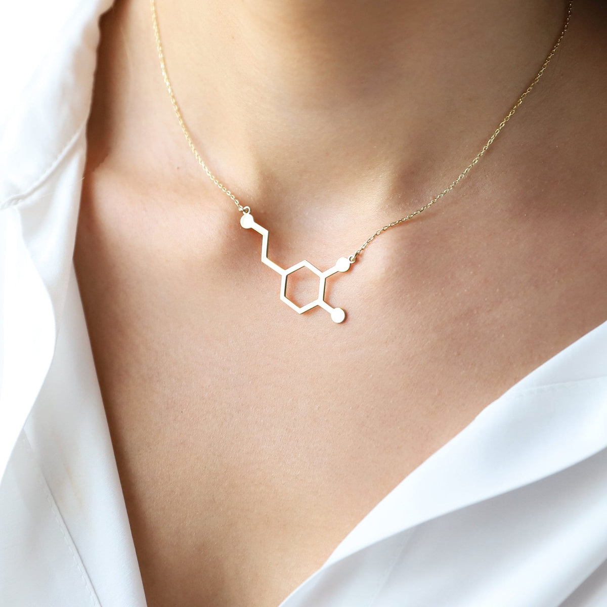 Dopamine Molecule Necklace • Happiness Jewelry • 925 Sterling Silver Necklace • Dopamine Symbol Necklace • Chemistry Gift • Science Jewelry
