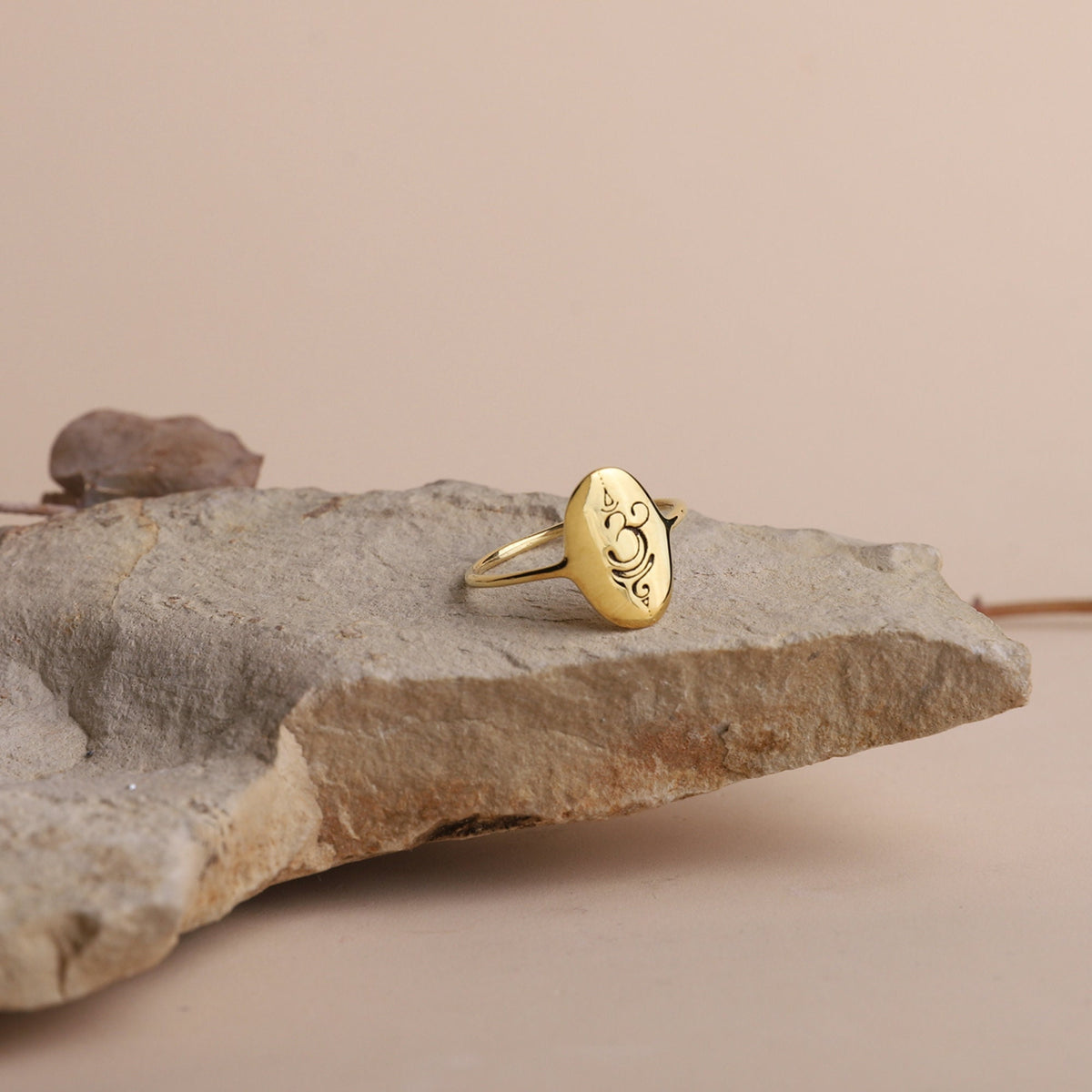 Cute Yoga Symbol Breathe Ring Gold, Sterling Silver Ohm Ring • Dainty Spiritual Ring • Gifts for Her
