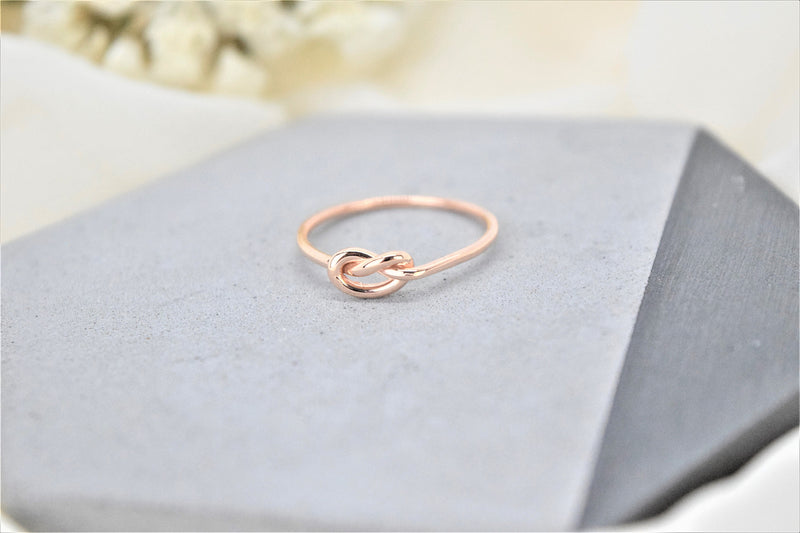 Love Knot Ring Sterling Silver, Dainty Stacking Ring Gold, Cute Friendship Handmade Ring | Tiny Tie the Knot Jewelry by NecklaceDreamWorld