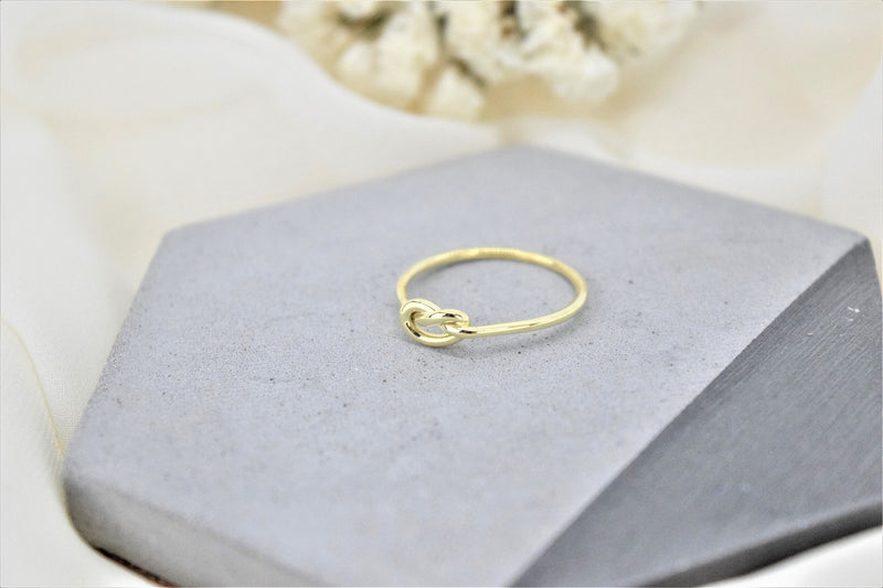 Love Knot Ring Sterling Silver, Dainty Stacking Ring Gold, Cute Friendship Handmade Ring | Tiny Tie the Knot Jewelry by NecklaceDreamWorld