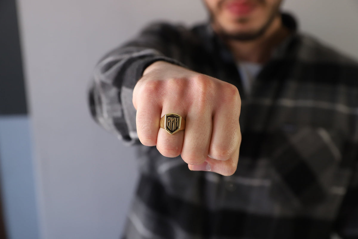 Custom Knight Ring for Men, Monogram Initial Ring Men | Dainty Personalized Letter Ring | Gifts for Him | Ring for Man