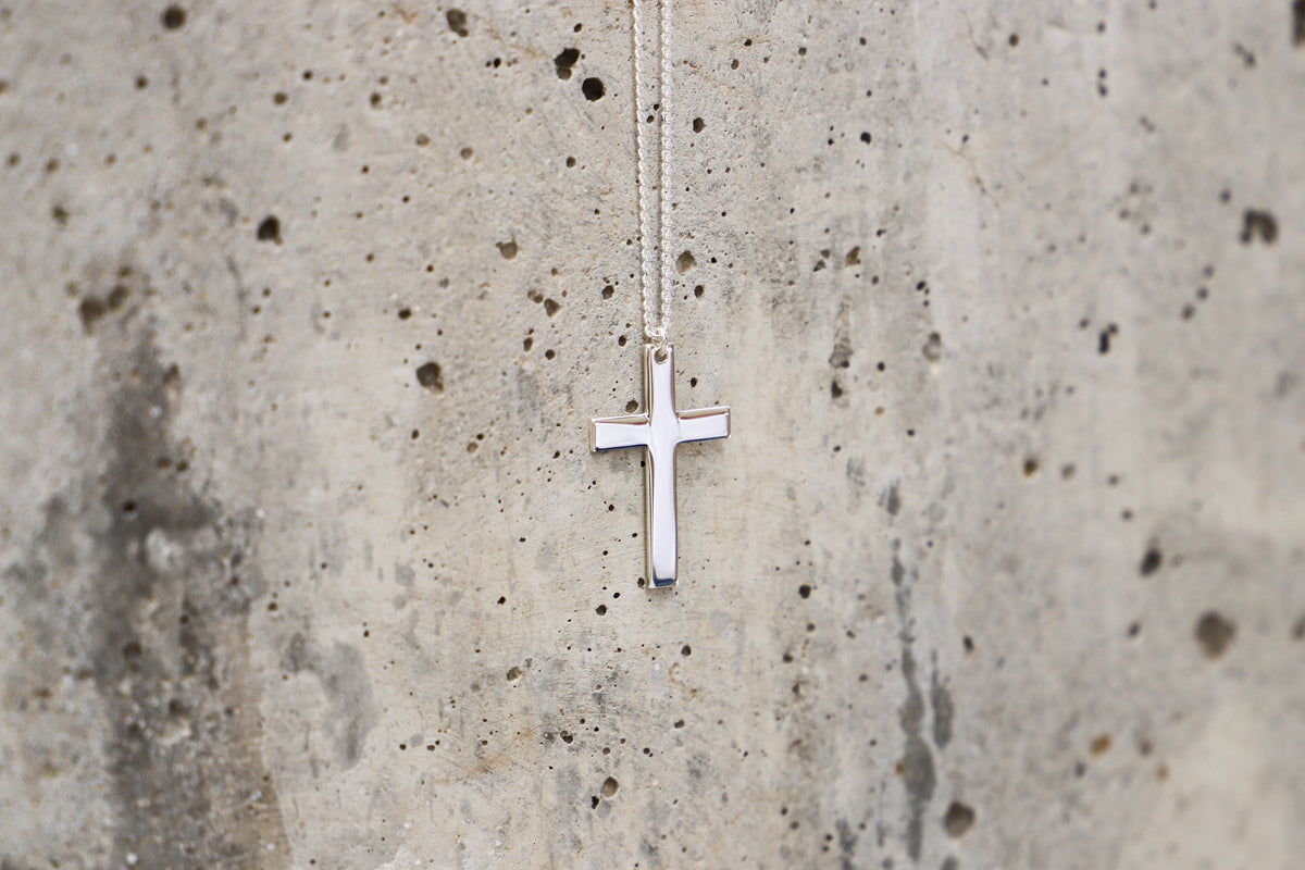 Pendant Cross Necklace Men with Curb Chain • Sterling Silver Cross Jewelry • Boyfriend Gift, Groomsmen Gift • Best Man Gift • Birthday Gifts