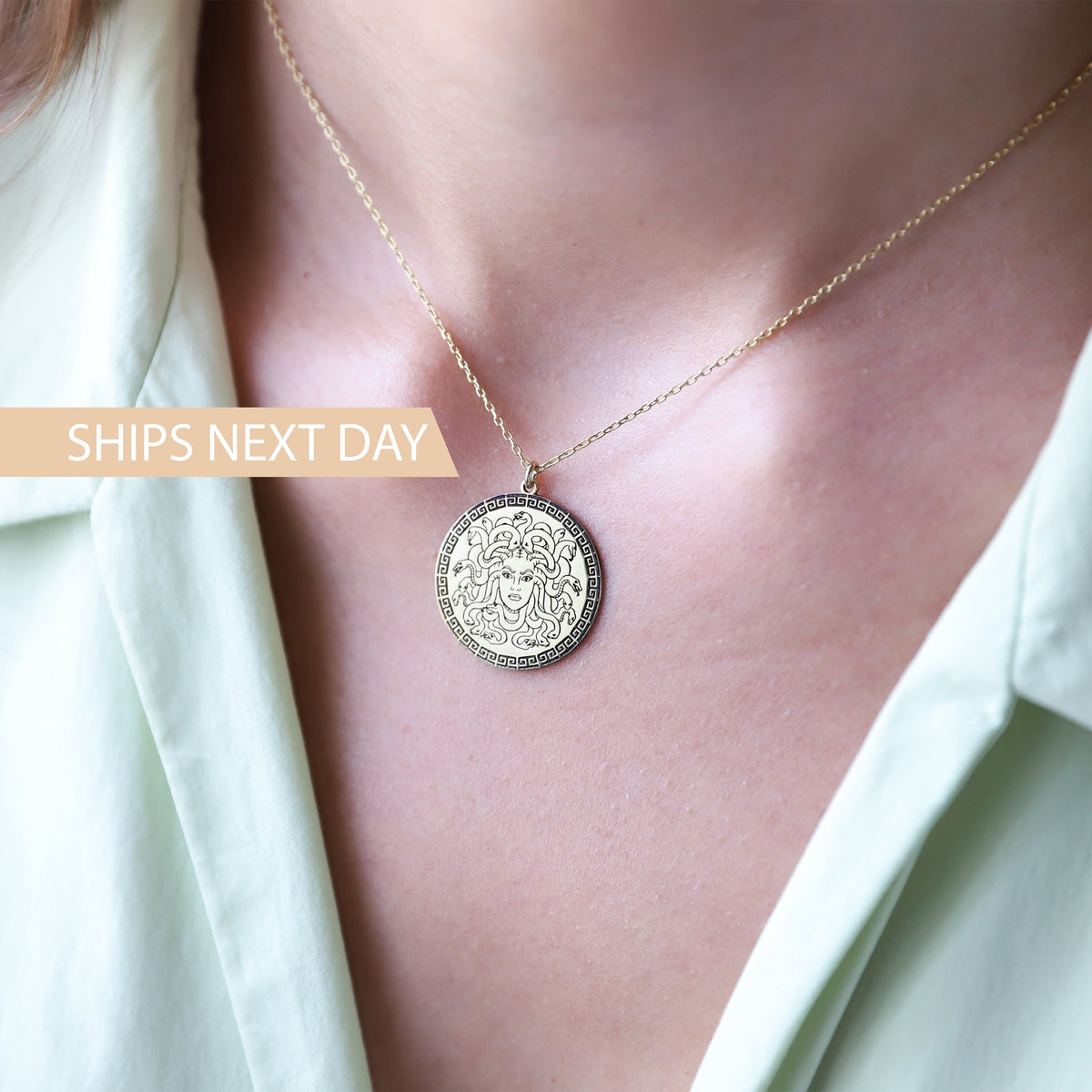 Medusa Mythology Necklace | Greek Gods Jewelry | Greek Mythology Necklace | Medusa Coin Pendant | Boho Medallion Charm, Persephone necklace