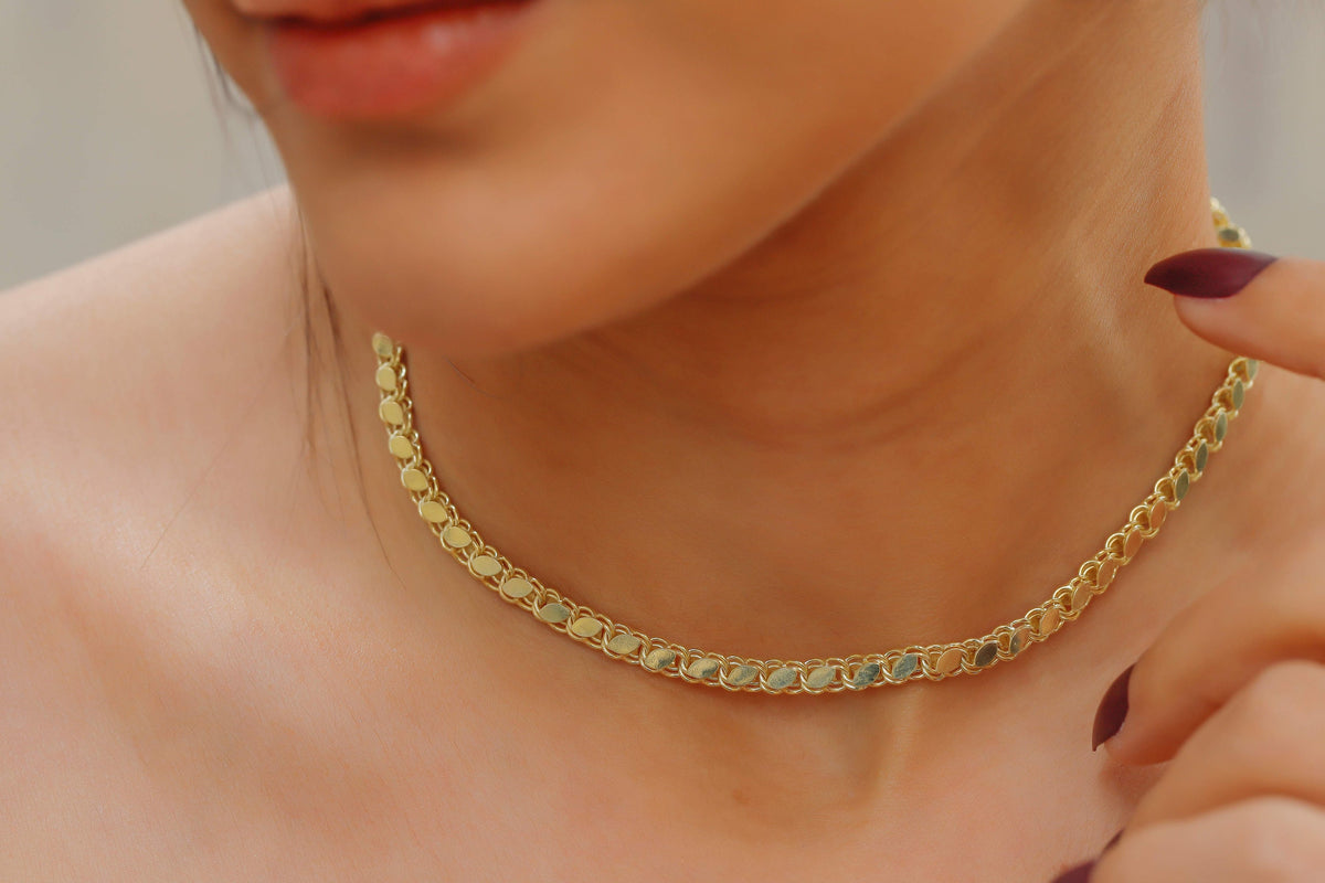 14K Gold Sequin Chain Necklace, Everyday Sequin Chain Necklace, Unique Perfect Ready to be GiftedDisc Chain Necklace by NecklaceDreamWorld