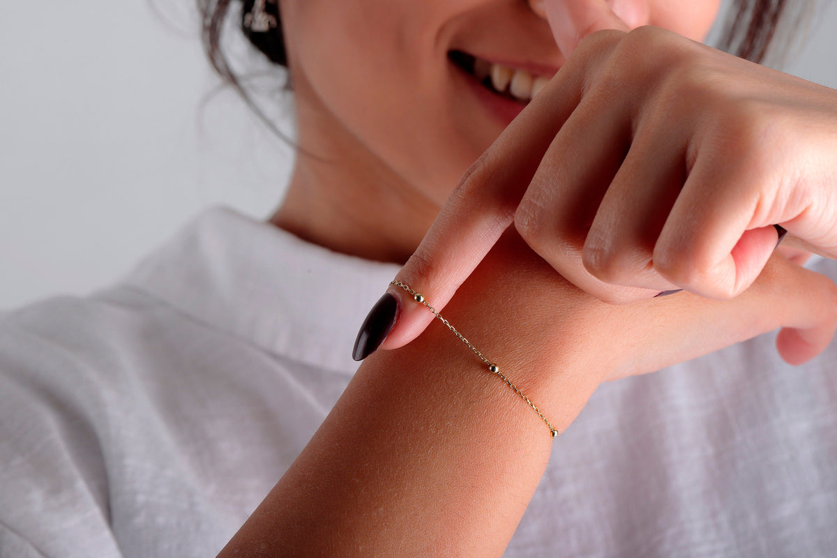 Dainty Satellite Chain Bracelets for Women in 14K Gold, Everyday Jewelry by NecklaceDreamWorld, Ankle Bracelet Gold, Minimalist Jewelry