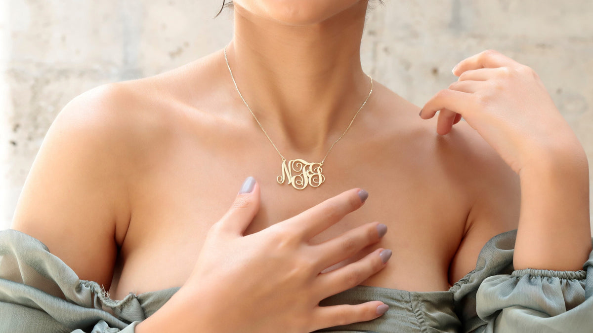 Personalized Vine Monogram Necklace Silver • Gold Handmade Jewelry • Wedding Gifts • Two Initial Monogram • Monogram with Birthstone