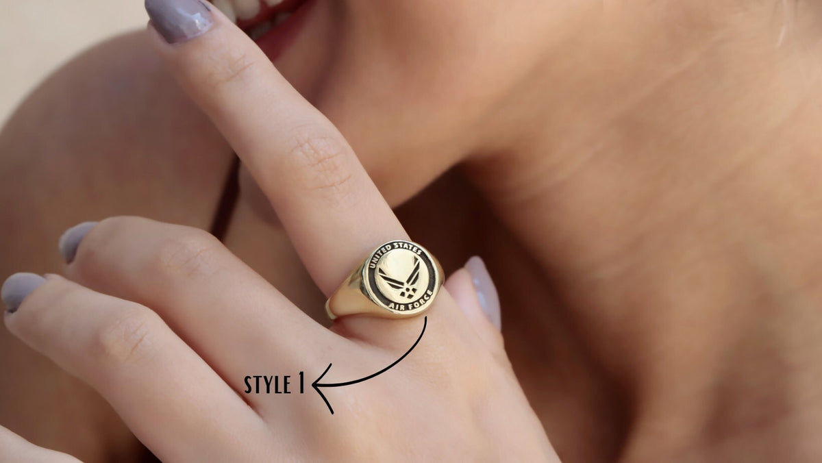 United States Army, Air Force Logo Rings for Men and Women, High Quality 925 Sterling Silver, Gold and Rose Gold Everyday Rings Gifts