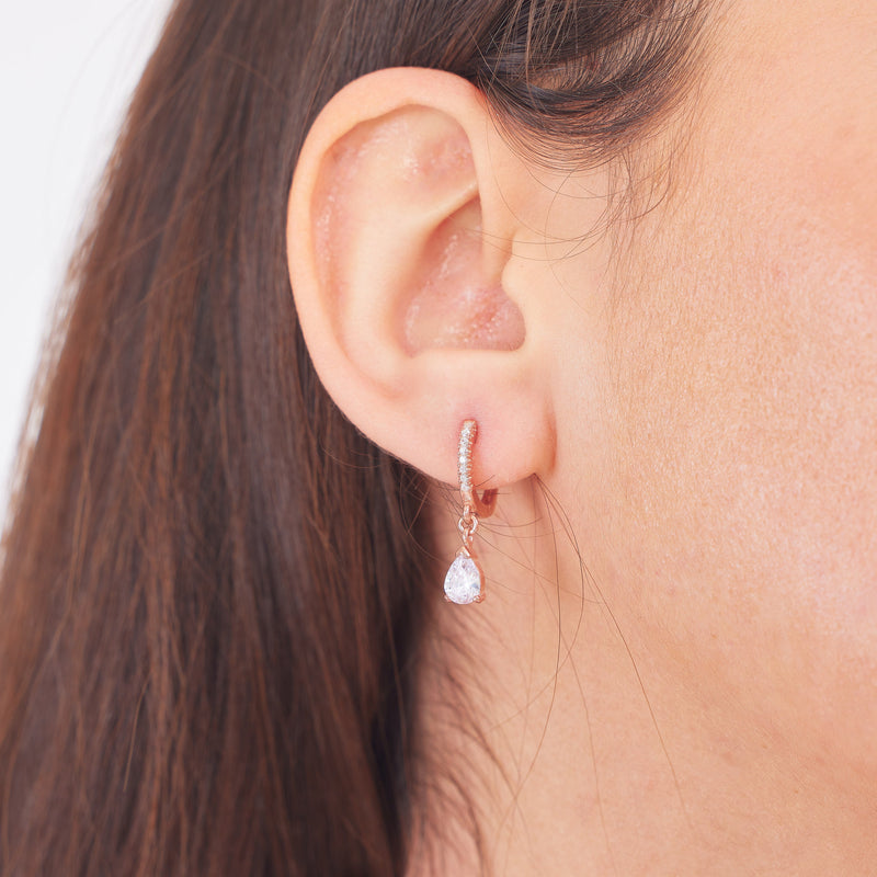 Amethyst, Emerald, Ruby, Sapphire, Diamond Drop Earrings in Sterling Silver, Gold and Rose Gold, Dangling Gemstone - Birthstone Charms