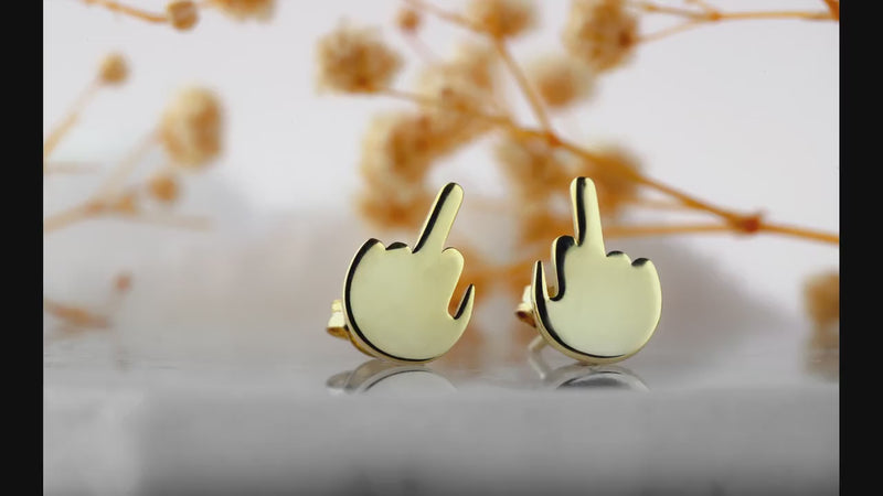 Tiny Middle Finger Earrings, Sterling Silver Middle Finger Jewelry, Fuck You Stud Earrings, Funny Fuck Jewelry, Gold Hand Earrings