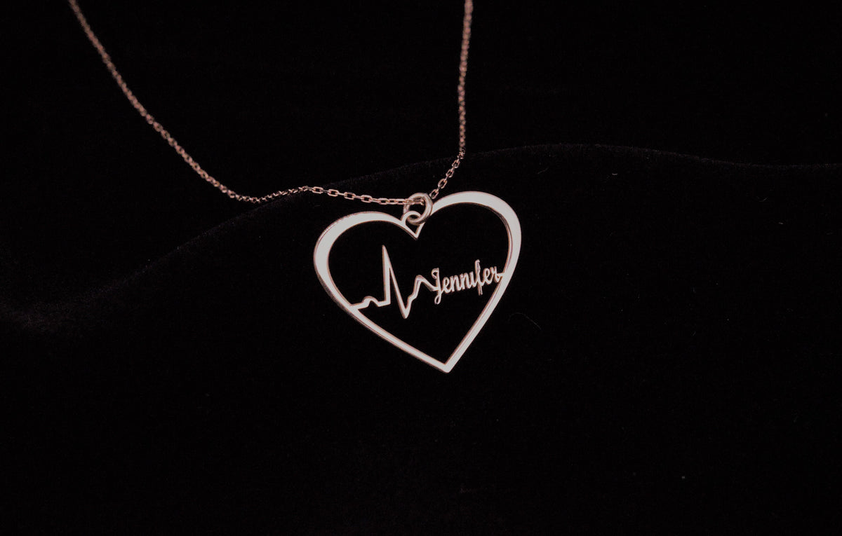 Personalized Actual Heartbeat Necklace, 8K and 14K Solid (Real) Gold Memorial EKG Necklace, Custom Heartbeat Necklace by NecklaceDreamWorld