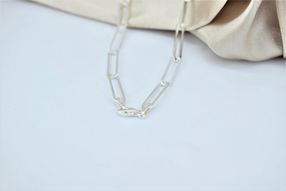 Silver Big Link Chain Men Necklace, Chunky Layered Rectangular Necklace for Men • Sterling Silver, Gold and Rosed Gold Jewelry