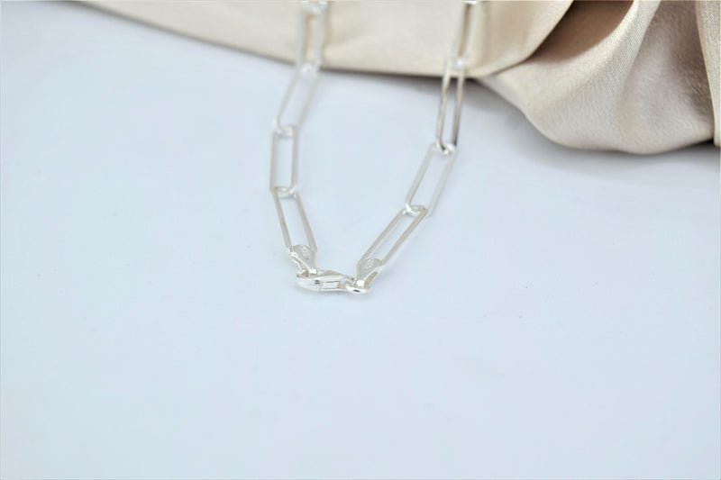 Silver Big Link Chain Men Necklace, Chunky Layered Rectangular Necklace for Men • Sterling Silver, Gold and Rosed Gold Jewelry