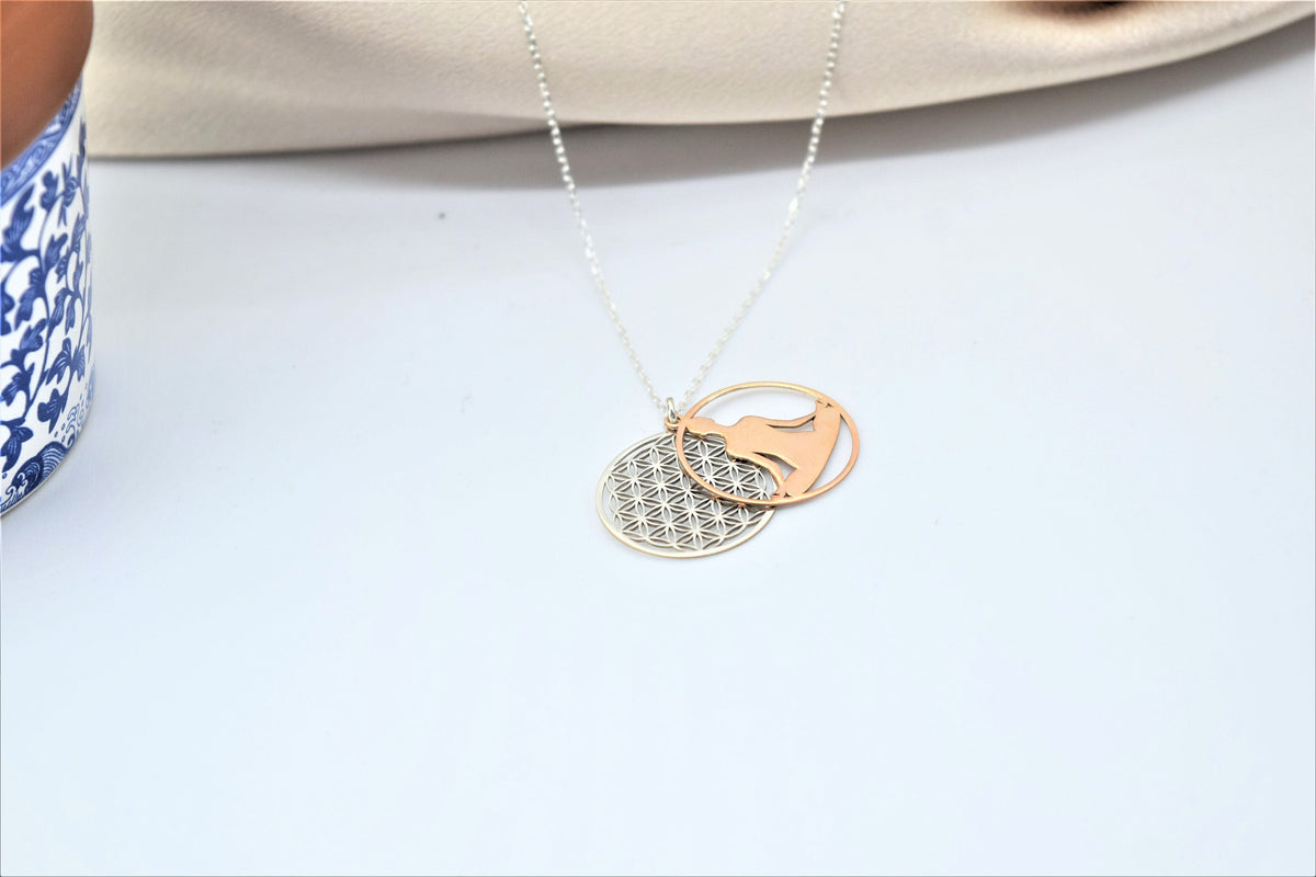 Flower Of Life Necklace • Om Necklace • Lotus Necklace • Flower of Life Pendant • Dainty Yoga Necklace • Lotus Necklace Sterling Silver