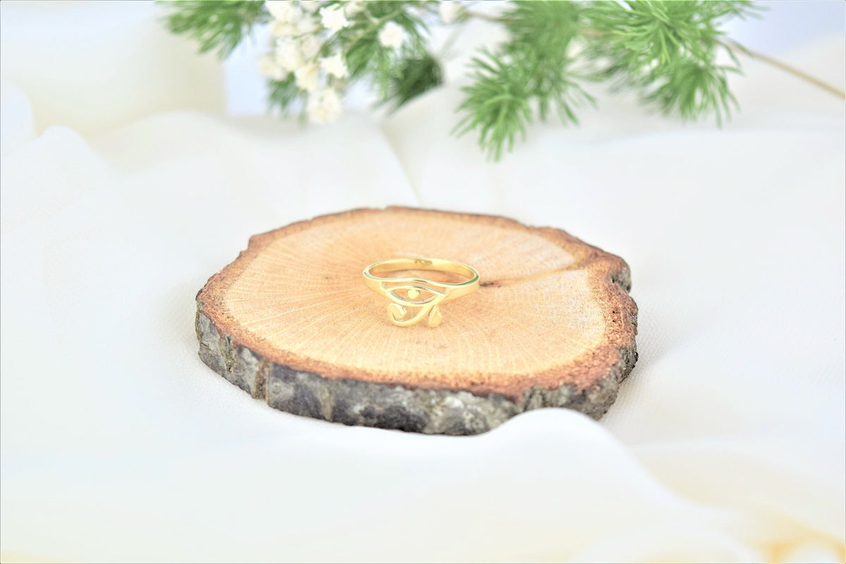 14K Solid Gold Handmade Eye of Horus Ring, Mandala Ra Jewelry • Perfect White Gold Gift • Egypt Ring by NecklaceDreamWorld