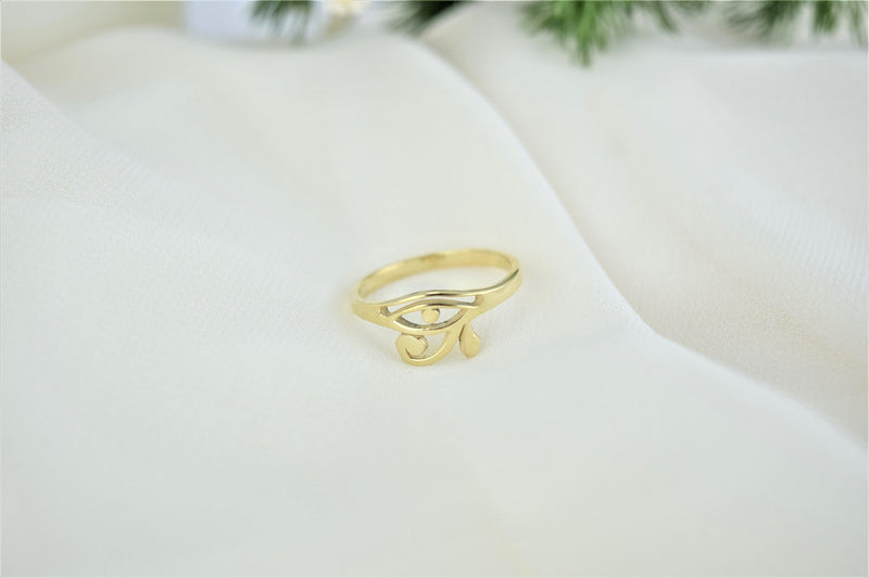 14K Solid Gold Handmade Eye of Horus Ring, Mandala Ra Jewelry • Perfect White Gold Gift • Egypt Ring by NecklaceDreamWorld