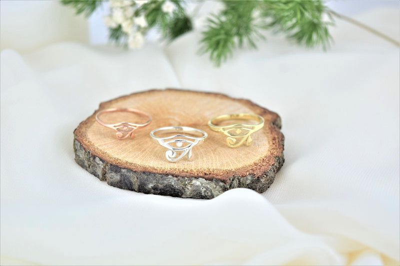 14K Solid Gold Handmade Eye of Horus Ring, Mandala Ra Jewelry • Perfect White Gold Gift • Egypt Ring by NecklaceDreamWorld