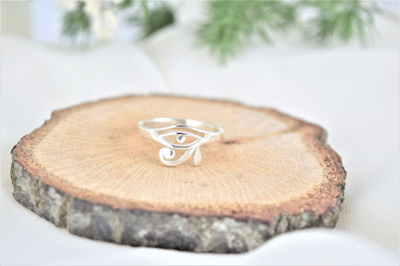14K Solid Gold Handmade Eye of Horus Ring, Mandala Ra Jewelry • Perfect White Gold Gift • Egypt Ring by NecklaceDreamWorld