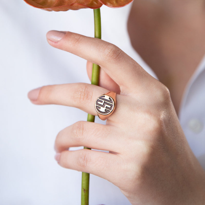 Signet Ring for Men and Women, Gold, Silver and Rose Gold Monogram Jewelry • Perfect Gifts for Her and Him