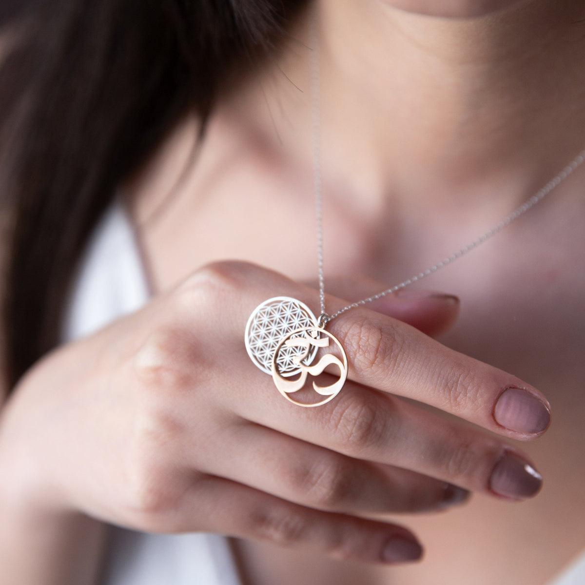 Flower Of Life Necklace • Om Necklace • Lotus Necklace • Flower of Life Pendant • Dainty Yoga Necklace • Lotus Necklace Sterling Silver