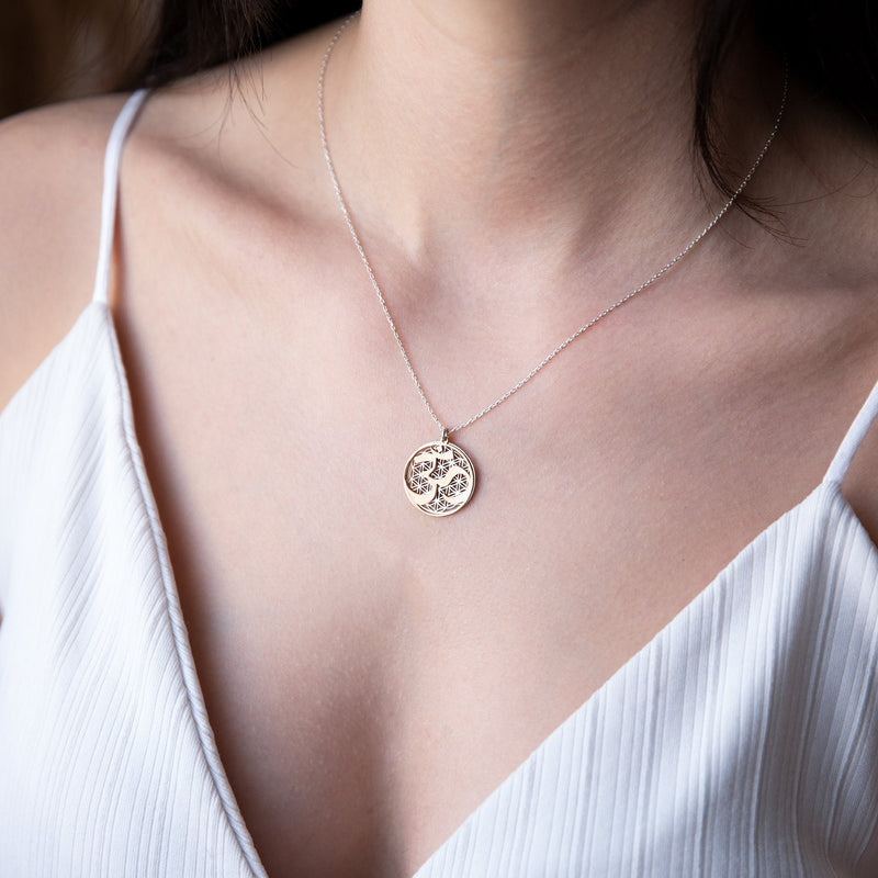 Flower Of Life Necklace • Om Necklace • Lotus Necklace • Flower of Life Pendant • Dainty Yoga Necklace • Lotus Necklace Sterling Silver
