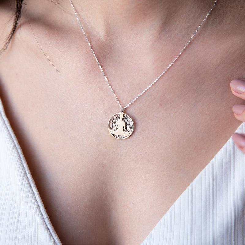 Flower Of Life Necklace • Om Necklace • Lotus Necklace • Flower of Life Pendant • Dainty Yoga Necklace • Lotus Necklace Sterling Silver