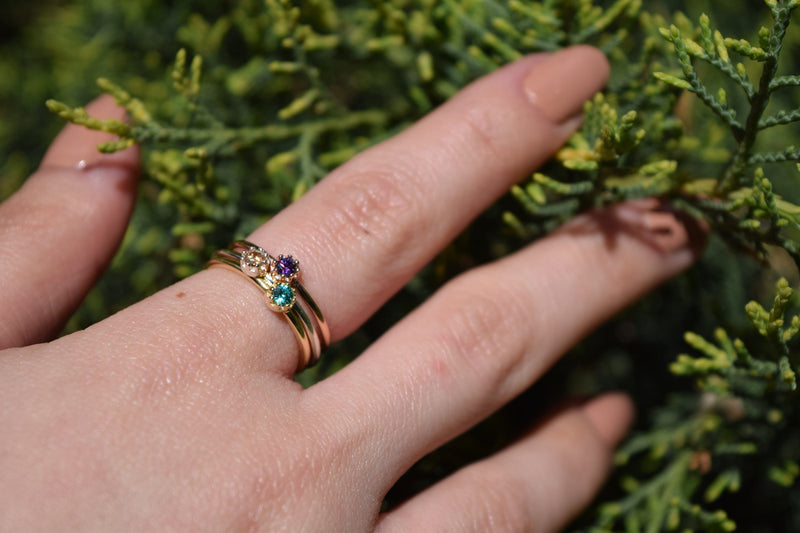 Personalized Handmade Birthstones Rings | Gift Stackable Rings with Birthstone | Custom Dainty Stacking Minimalist Gemstone Jewelry for Her