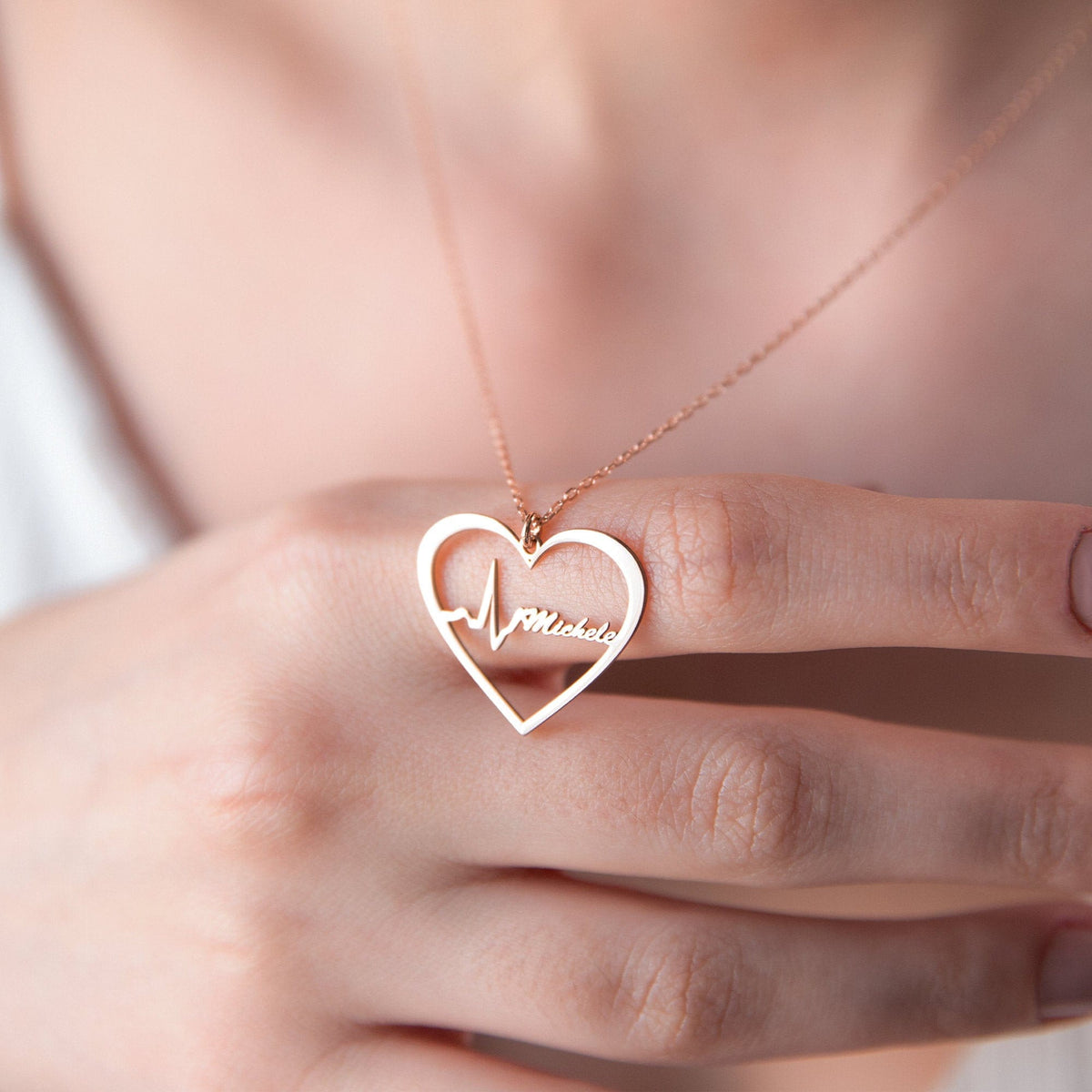 Personalized Actual Heartbeat Necklace, 8K and 14K Solid (Real) Gold Memorial EKG Necklace, Custom Heartbeat Necklace by NecklaceDreamWorld