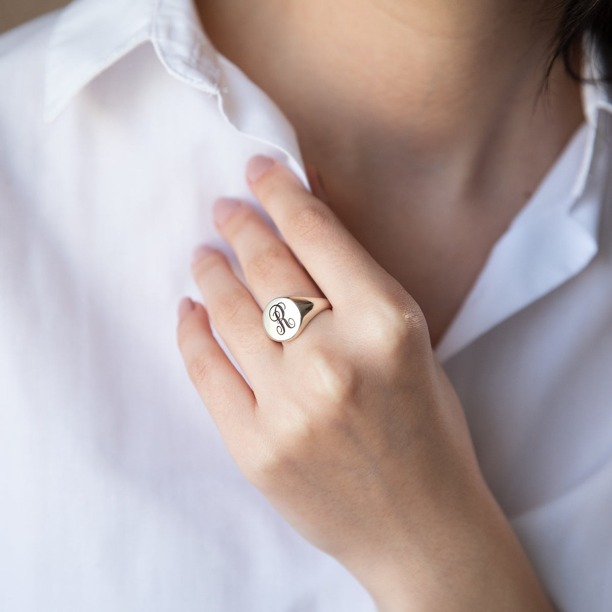 Custom Monogram Engraved Ring Initial Signet Rings, Solid Silver Personalized Monogram Letter Ring for Her and Him by NecklaceDreamWorld