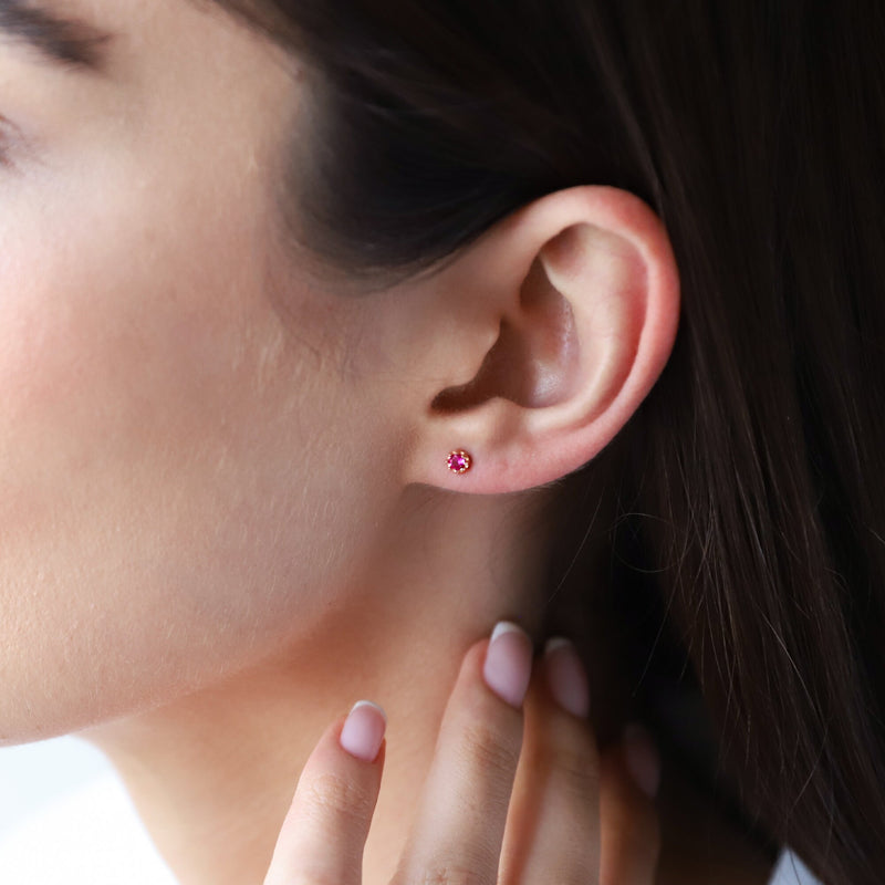 Cute Birthstone Stud Gold Earrings • Vintage Silver Diamond Earrings • Handmade Aesthetic Earrings