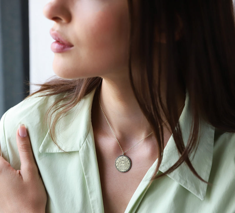 Medusa Mythology Necklace | Greek Gods Jewelry | Greek Mythology Necklace | Medusa Coin Pendant | Boho Medallion Charm, Persephone necklace
