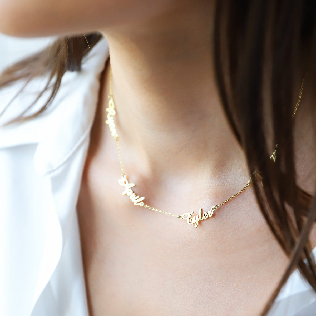 Multiple Name Necklace, Custom Family Name Necklace Gold • Children Names Necklaces for Moms • Handmade Gifts for Women