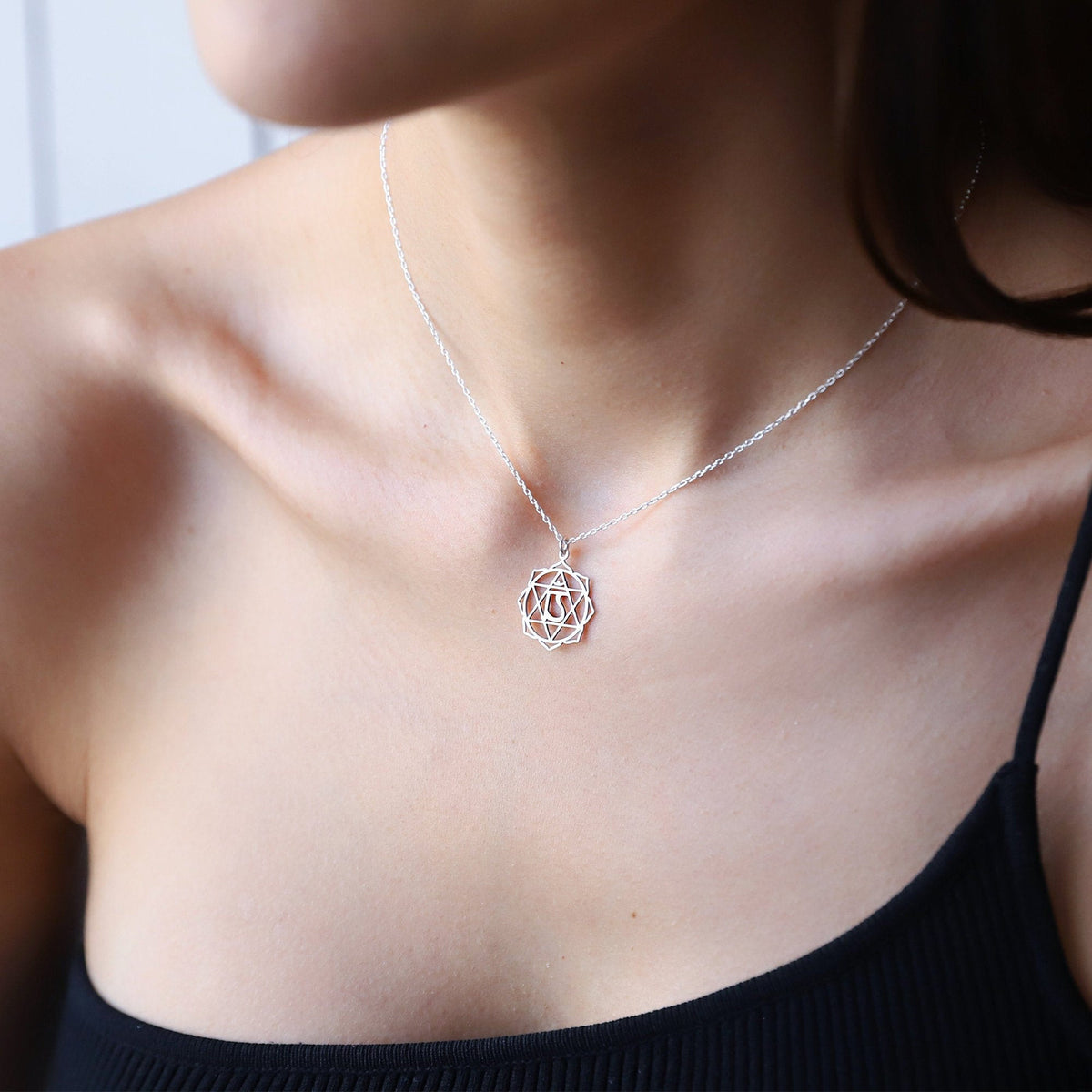 Heart Chakra Necklace, Anahata Yoga Jewelry • Handmade Hindu Wedding Gift • 925 Sterling Silver Seven Chakras Symbols by NecklaceDreamWorld