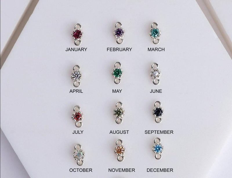 Dangle Birth Month Flower with Birthstone Earrings, Personalized Dainty Silver and Gold Cubic Zirconia Diamonds Stud Earrings, Gifts for Her