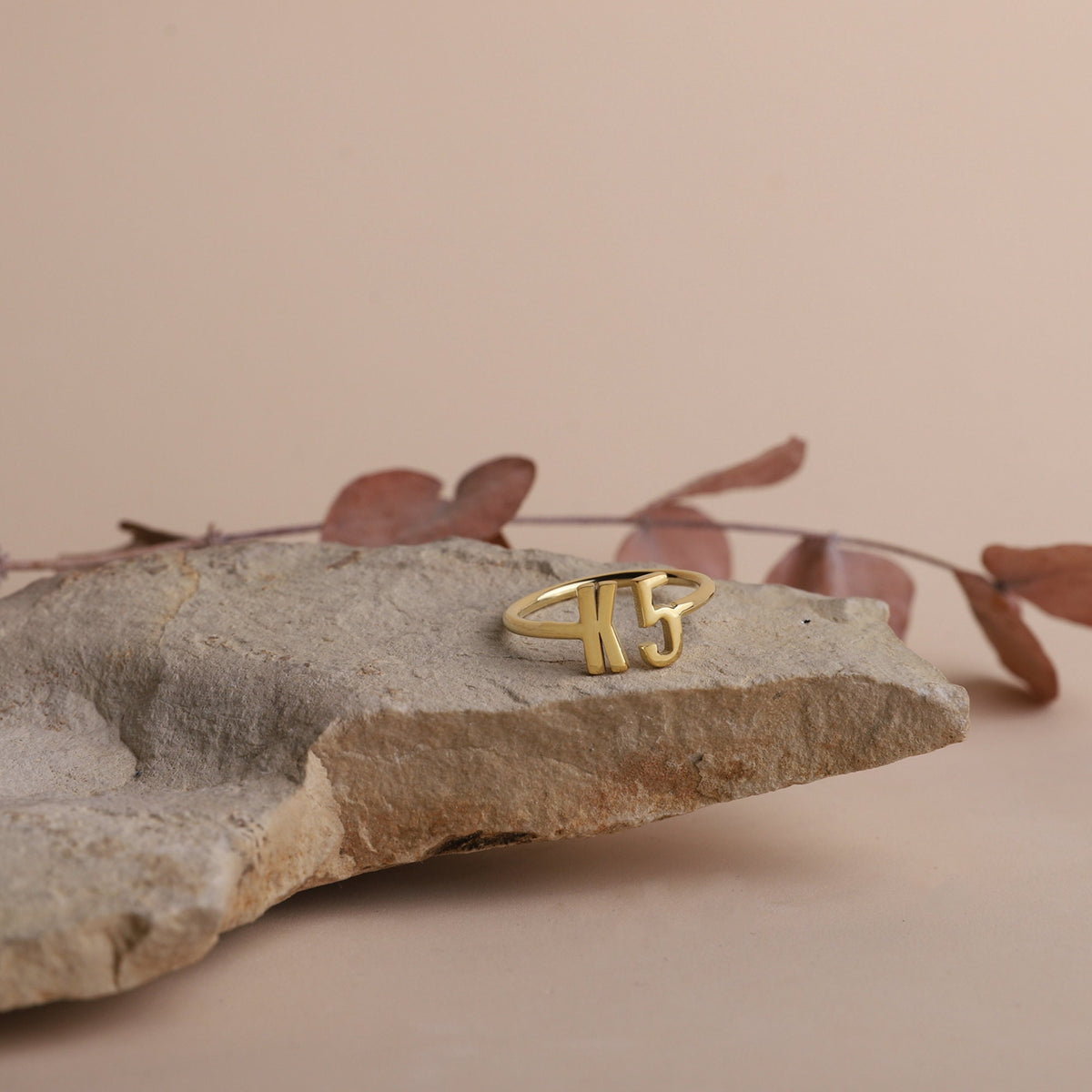 Custom Gold Filled Initials Numbers Rings, Everyday Letters Jewelry Gift for Her and Him by NecklaceDreamWorld