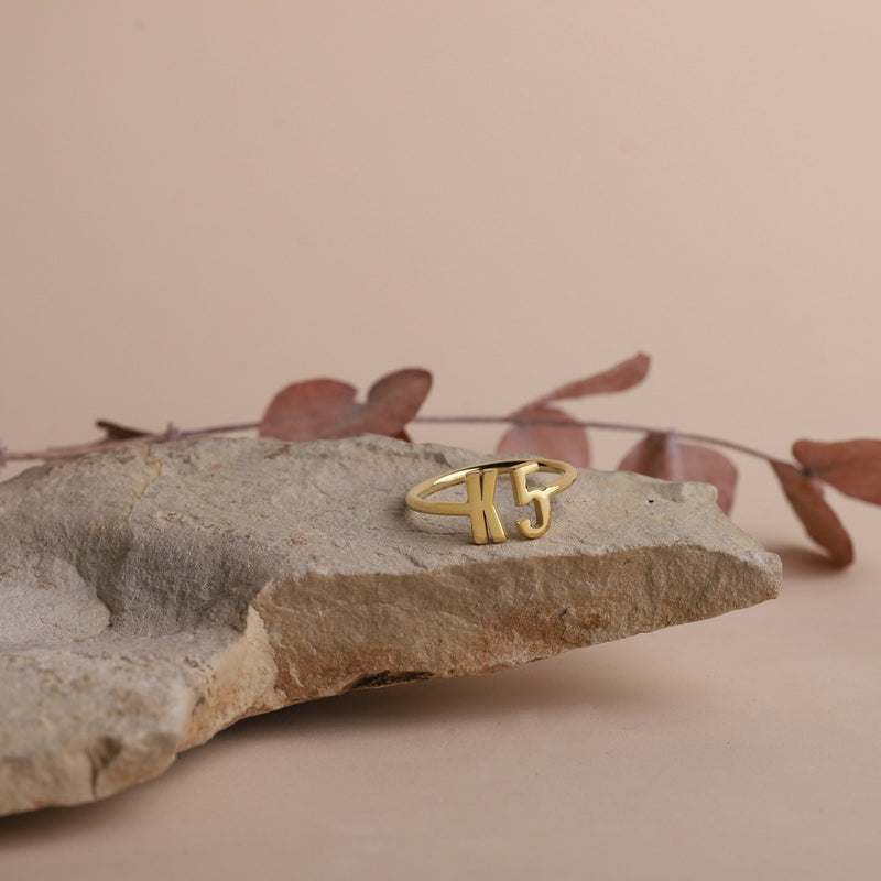 Custom Gold Filled Initials Numbers Rings, Everyday Letters Jewelry Gift for Her and Him by NecklaceDreamWorld