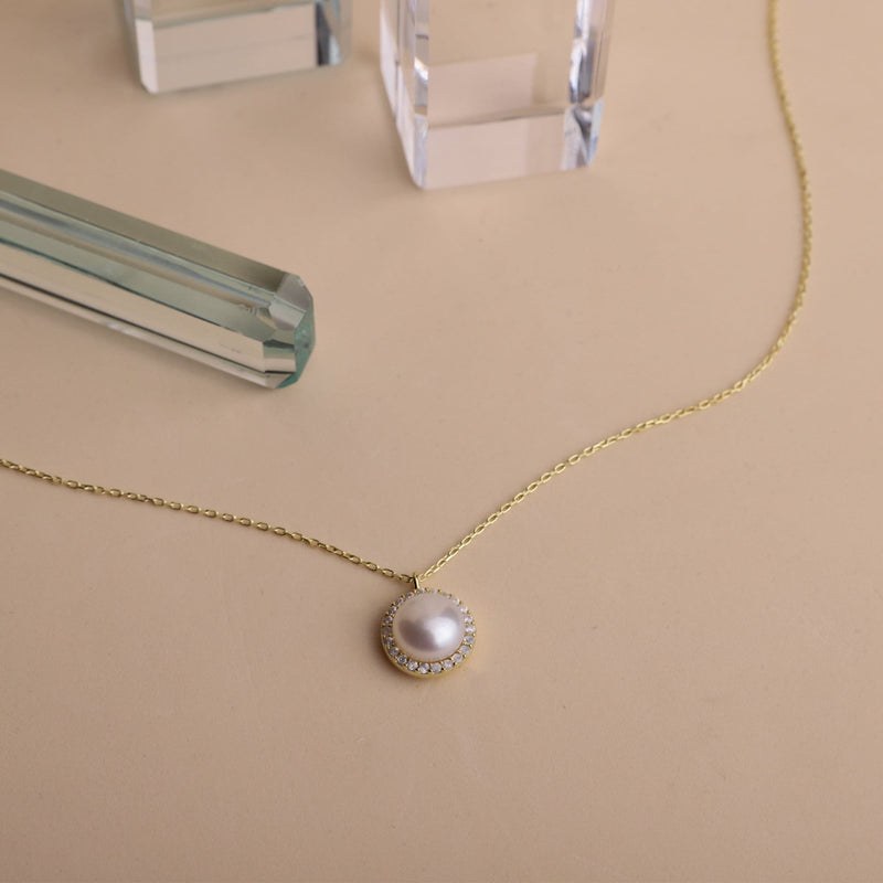 Dainty Pearl Necklace, Pearl and Diamond Necklace • Wedding Necklaces • Fresh Water Pearl Set • CZ Diamonds Pearl necklaces for Women