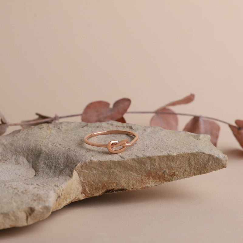Love Knot Ring Sterling Silver, Dainty Stacking Ring Gold, Cute Friendship Handmade Ring | Tiny Tie the Knot Jewelry by NecklaceDreamWorld