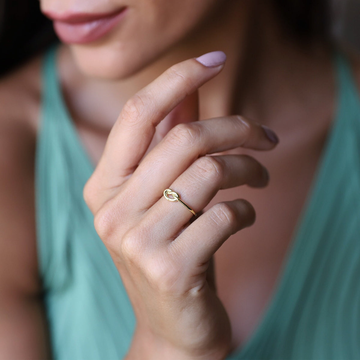 Love Knot Ring Sterling Silver, Dainty Stacking Ring Gold, Cute Friendship Handmade Ring | Tiny Tie the Knot Jewelry by NecklaceDreamWorld