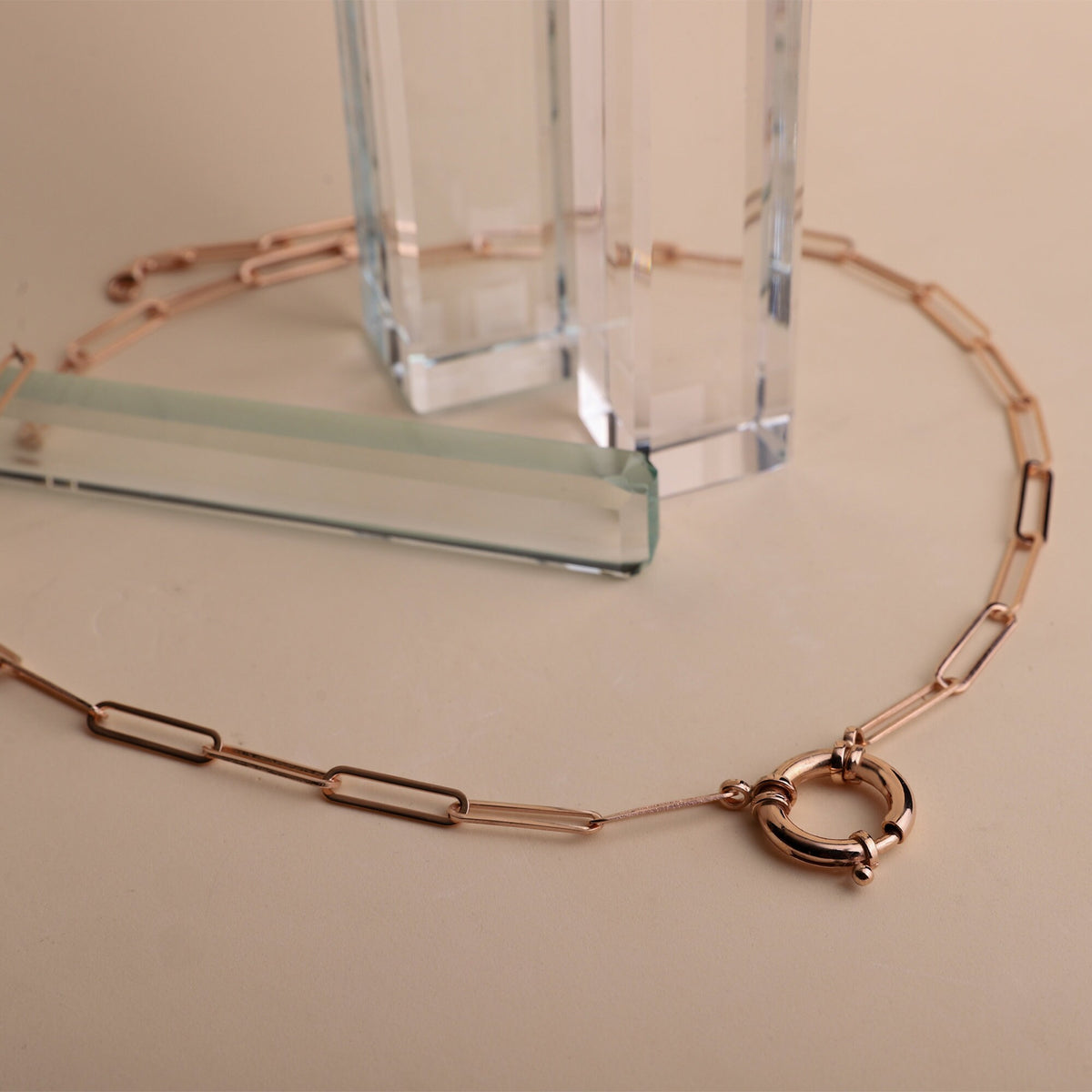 Paperclip Chain Necklace • Gold Link Chain Necklace • Sailor Lock Layering Chain Necklace, Handmade Jewelry